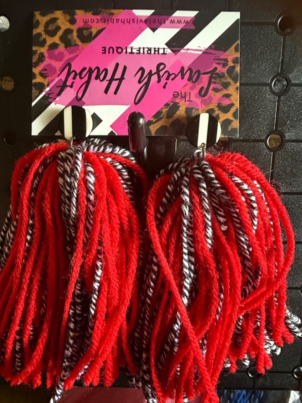 Handmade Bold Red & Black Tassel Statement Earrings wear art artistry dopamine